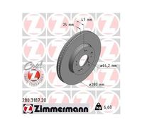 Disco Freno Zimmermann 280.3187.20 Coat Z per Honda Assale Anteriore