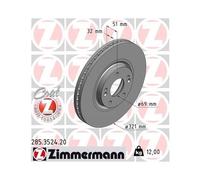 Disco Freno Zimmermann 285.3524.20 Coat Z per Hyundai Assale Anteriore