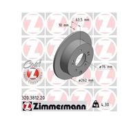 2x Disco freno pieno 320.3812.20 ZIMMERMANN per KIA SOUL I