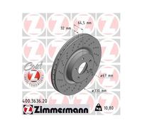ZIMMERMANN 400.3636.20 Disco freno