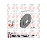 Disco Freno Zimmermann 430.1454.20 Coat Z per Opel General Motors