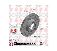 Disco Freno Zimmermann 460.1590.20 Coat Z per Porsche Assale Anteriore Dx