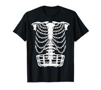 Disco Golf Frolf Player Basket Catene Ribcage Golfer Skeleton Maglietta
