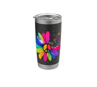 Disco Groovy Girasole Hippie Retro 70s Floreale Fiore Donna Bicchiere termico in acciaio inox doppia parete