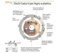 DISCO IN ACCIAIO MONOBLOCCO PER LEGNO E PLASTICA 230 mm CASTOR 6 STELLA BIANCA