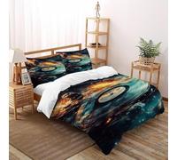 Disco in vinile cosmico Set Di Biancheria Da Letto Per 3 Pezzi Con Stampa 3D Theme Copripiumino Con 2 Federe in Microfibra Morbida E Leggera Super King（260x220cm）