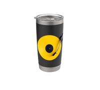 Disco in vinile giallo, design retrò, platino DJ, pop Bicchiere termico in acciaio inox doppia parete
