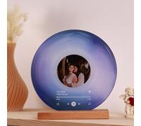 Disco in vinile personalizzato con foto, targa di canzone acrilica personalizzata, regali unici per anniversario, matrimonio, compleanno, San Valentino, decorazione della casa per coppie PLQ0028 (blu