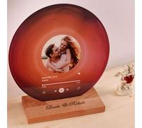 Disco in vinile personalizzato con foto, targa di canzone acrilica personalizzata, regali unici per anniversario, matrimonio, compleanno, San Valentino, musica decorativa per coppie PLQ0028 (rosso