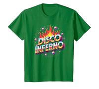 Disco Inferno: Retro Dance Party Febbre Graphic Art Maglietta, Bambini, Verde Mela, 4 Anni