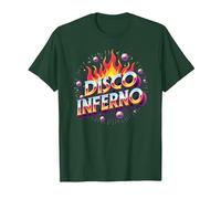 Disco Inferno: Retro Dance Party Febbre Graphic Art Maglietta, Uomo, Verde Foresta, M
