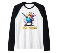 Disco King Costume 70s Dance Parties LED Disco Light Dabbing Maglia con Maniche Raglan