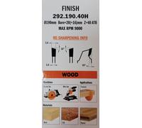 DISCO LAMA CIRCOLARE TAGLIO TRAVERSO VENA LEGNO Ø MM. 190 FORO 20 DENTI 40 CMT