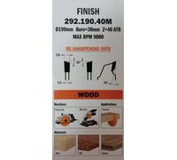 DISCO LAMA CIRCOLARE TAGLIO TRAVERSO VENA LEGNO Ø MM. 190 FORO 30 DENTI 40 CMT