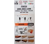 DISCO LAMA CIRCOLARE TAGLIO TRAVERSO VENA LEGNO Ø MM. 250 FORO 30 DENTI 60 CMT