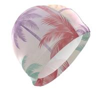 Disco Retro Summer Palm Trees cappelli da nuoto per capelli corti e calvi cappello da nuoto impermeabile per adulti Protezione capelli e riduzione resistenza gorros para nadar en piscina mujer