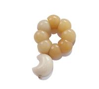 Disco silenzioso con corde for dita attorcigliate a mano, colore giallo crema, for riprodurre il manipolo con perline di radice di Bodhi for la meditazione e il relax(Moonstyle,18mm)