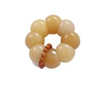 Disco silenzioso con corde for dita attorcigliate a mano, colore giallo crema, for riprodurre il manipolo con perline di radice di Bodhi for la meditazione e il relax(Runningringstyle,18mm)