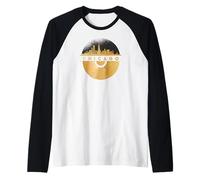 Disco-Techno Raves DJ House-Vinyl Music Skyline-Chicago Maglia con Maniche Raglan