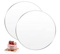 Disco Torta in Acrilico, 2 Pezzi Piatti per Torte Rotondi Dischi, Tavole per Dolci Ø 30 cm, Tortiera Spessa 2 mm con Pellicola Protettiva per Servire Torte, Trasportare Torte e Crostate, Trasparente