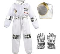 Discoball Costume da astronauta per bambini, costume da astronauta spaziale, per bambini e bambine, costume per Halloween, tuta spaziale bianca, per ragazzi e ragazze (3-6 anni)