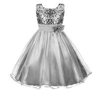 Discoball Ragazze Princess Dress Sequin Tulle Fiore Concorso di Compleanno Sposa Sposa Sposa Abiti per 3-12 Anni