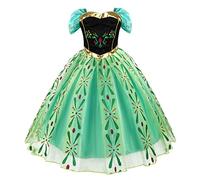 Discoball Vestito da principessa per ragazze, travestimento per travestimento da ragazza, Anna, Verde, 6 Anni