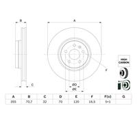 Disco freno BOSCH 0 986 479 G54 anteriore, ventilato, altamente carbonizzato, 1 Pezzo