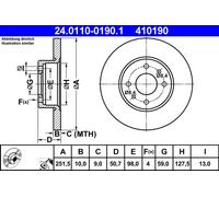 Discofreno 24.0110-0190.1 ATE per FIAT LANCIA ALFA ROMEO