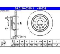 Discofreno 24.0110-0339.1 ATE per OPEL