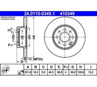 Discofreno 24.0110-0349.1 ATE per ALFA ROMEO