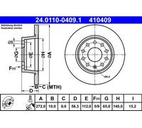 Discofreno 24.0110-0409.1 ATE per VW AUDI SEAT SKODA
