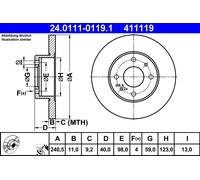Discofreno 24.0111-0119.1 ATE per ABARTH FIAT FORD LANCIA
