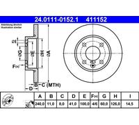 Discofreno 24.0111-0152.1 ATE per OPEL