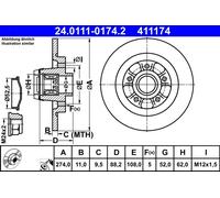 Discofreno 24.0111-0174.2 ATE per RENAULT