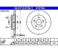 Discofreno 24.0112-0154.1 ATE per FORD JAGUAR