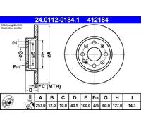 Discofreno 24.0112-0184.1 ATE per FIAT OPEL