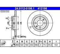 412198 Kit coppia dischi freno Ate Posteriore per CITROEN C4 II DS5 DS4 DS PEUG