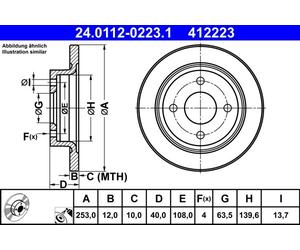 Discofreno 24.0112-0223.1 ATE per FORD