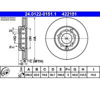 Discofreno 24.0122-0151.1 ATE per VW AUDI SEAT SKODA