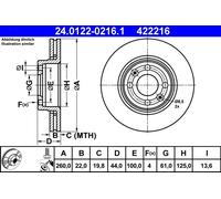 Disco freno ATE 24.0122-0216.1 anteriore, ventilato, altamente carbonizzato, 1 Pezzo