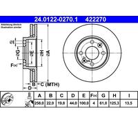Discofreno 24.0122-0270.1 ATE per RENAULT MERCEDES-BENZ NISSAN DACIA