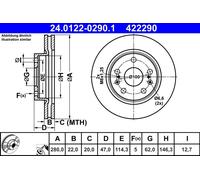 ATE Disco freno 24.0122-0290.1 anteriore, ventilato, 1 pezzo