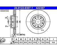 Discofreno 24.0122-0307.1 ATE per ALFA ROMEO