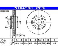 Disco freno ATE 24.0124-0166.1 anteriore, ventilato, altamente carbonizzato, 1 Pezzo