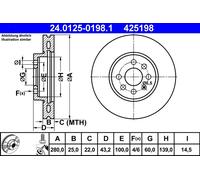 Discofreno 24.0125-0198.1 ATE per OPEL