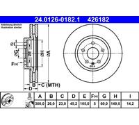 Discofreno 24.0126-0182.1 ATE per OPEL CHEVROLET