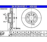 Discofreno 24.0126-0183.1 ATE per OPEL CITROËN PEUGEOT
