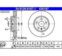 Discofreno 24.0126-0187.1 ATE per OPEL