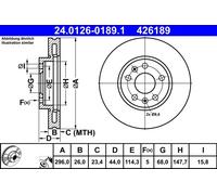 Discofreno 24.0126-0189.1 ATE per RENAULT